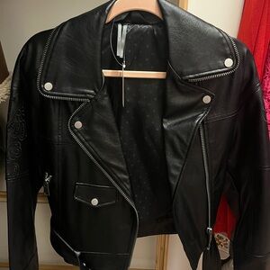 Anthropologie Black Leather Moto Jacket